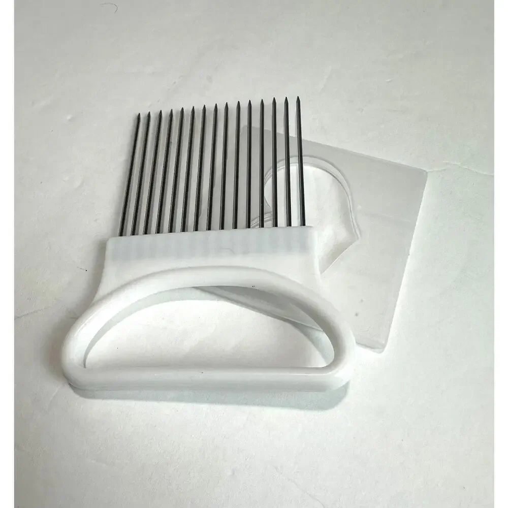 White Plastic Handle Stainless Steel Onion Slicer with Heart Case